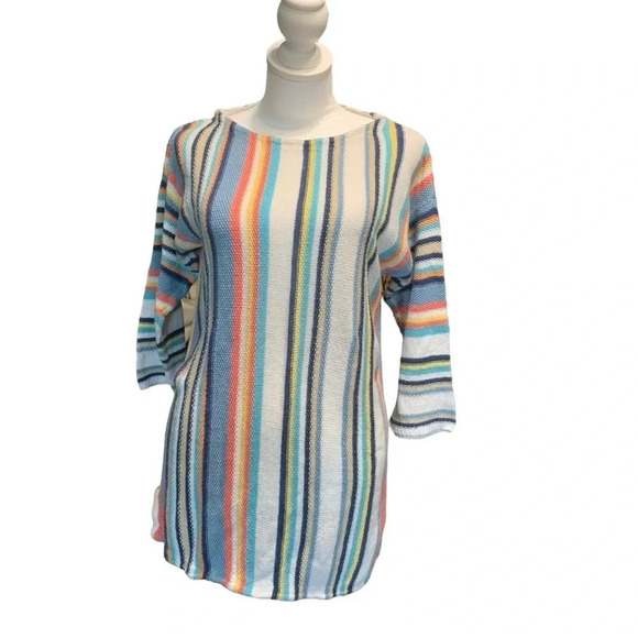 CHAPS women's size small colorful oversized knit sweater, 3/4 sleeve - Picture 1 of 5